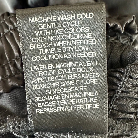 AFRM Satin Peasant Shirt Top Long Puff Sleeve Cropped Ruched Black Large Revolve - Picture 8 of 8